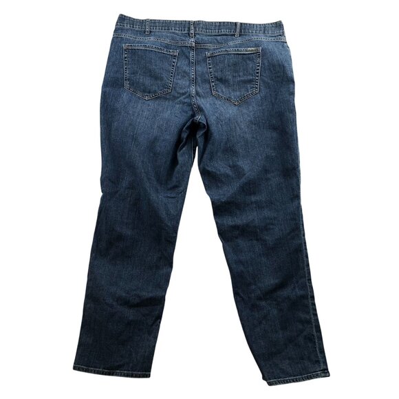 Eddie Bauer Womens Boyfriend Jeans Size 20W Midrise Slim Relaxed Blue Denim - Picture 2 of 14